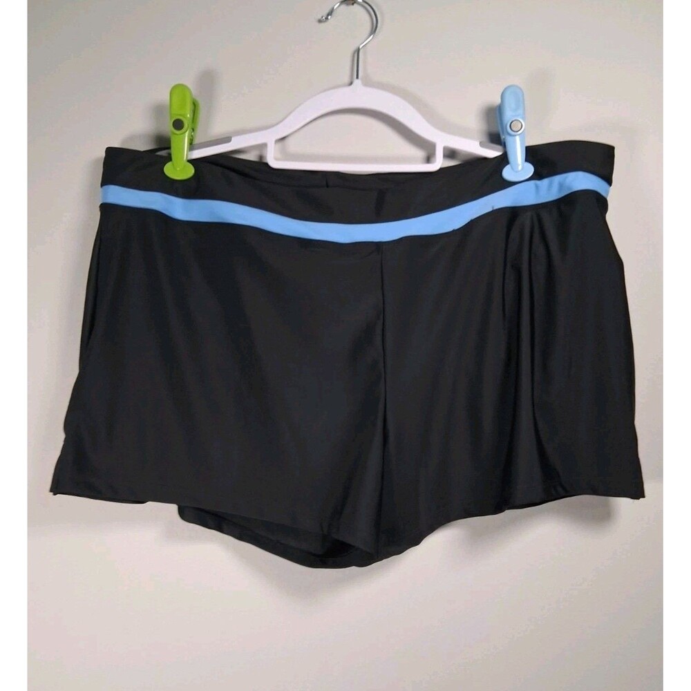 Zeroxposur Swim Bottoms Womens XXL Boy Short Sun Smart Active Black Blue Piping